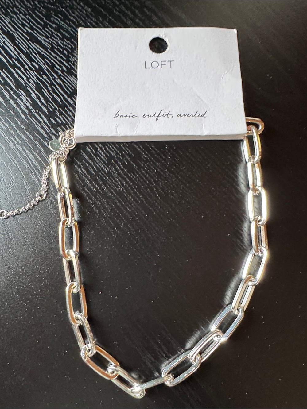LOFT Shiny Silver-Link Paperclip Necklace
